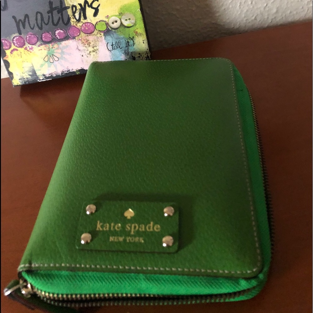 Kate Spade Green Leather Planner